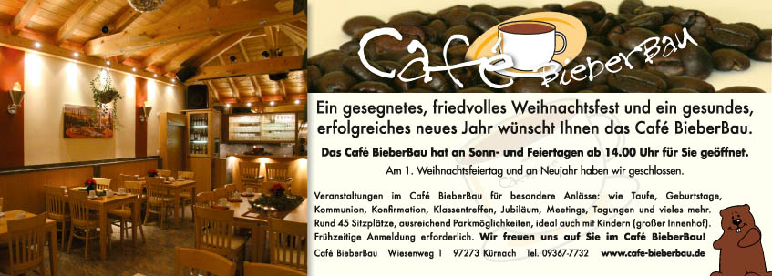 Flyer für das Cafe BieberBau in Kürnach